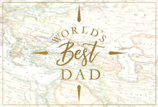 Pictura World's Best Dad Map Father's Day card featuring colorful map design and heartfelt message for dad.