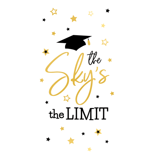 Pictura Sky's The Limit graduation card money holder featuring a colorful design and space-themed graduation message.