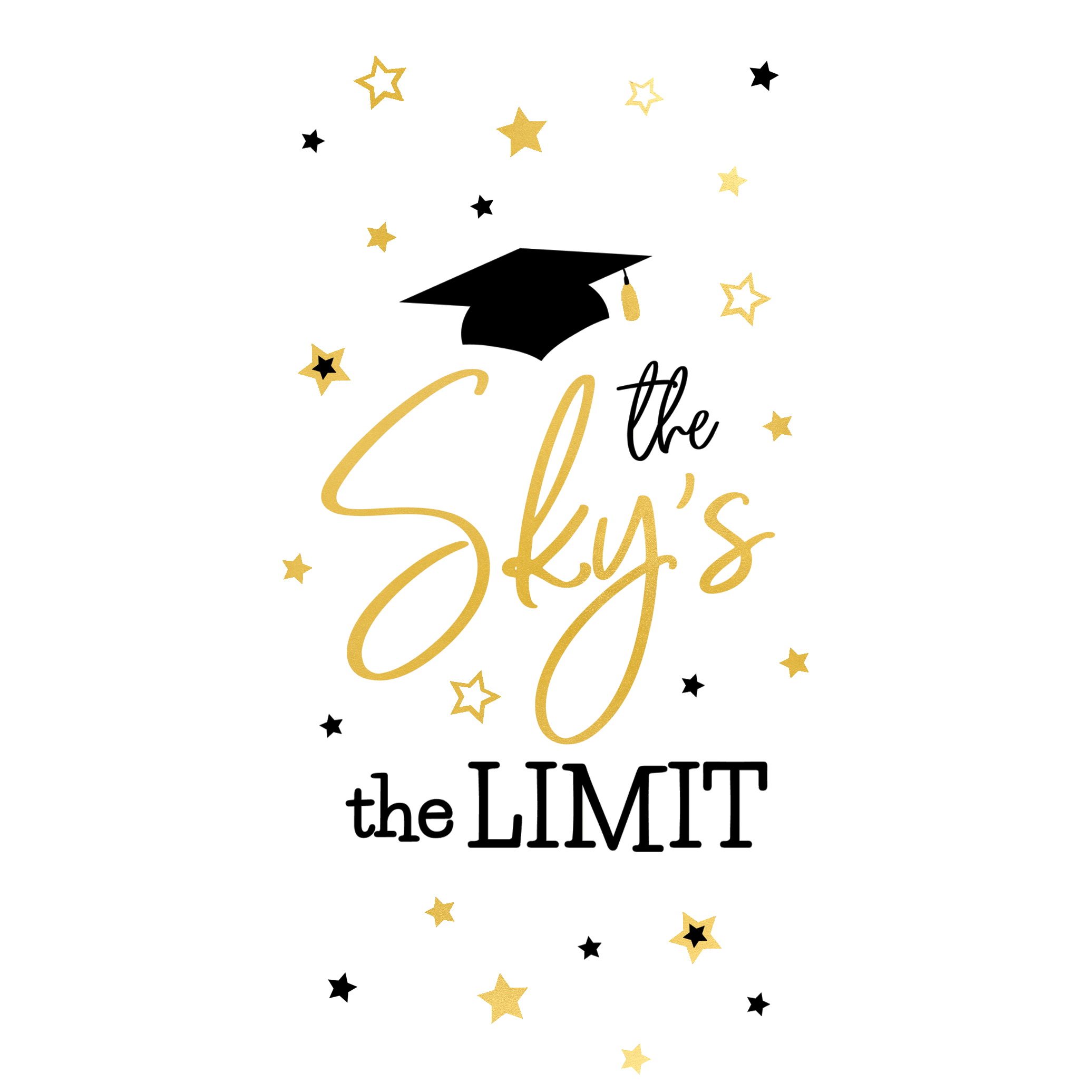 Pictura Sky's The Limit graduation card money holder featuring a colorful design and space-themed graduation message.