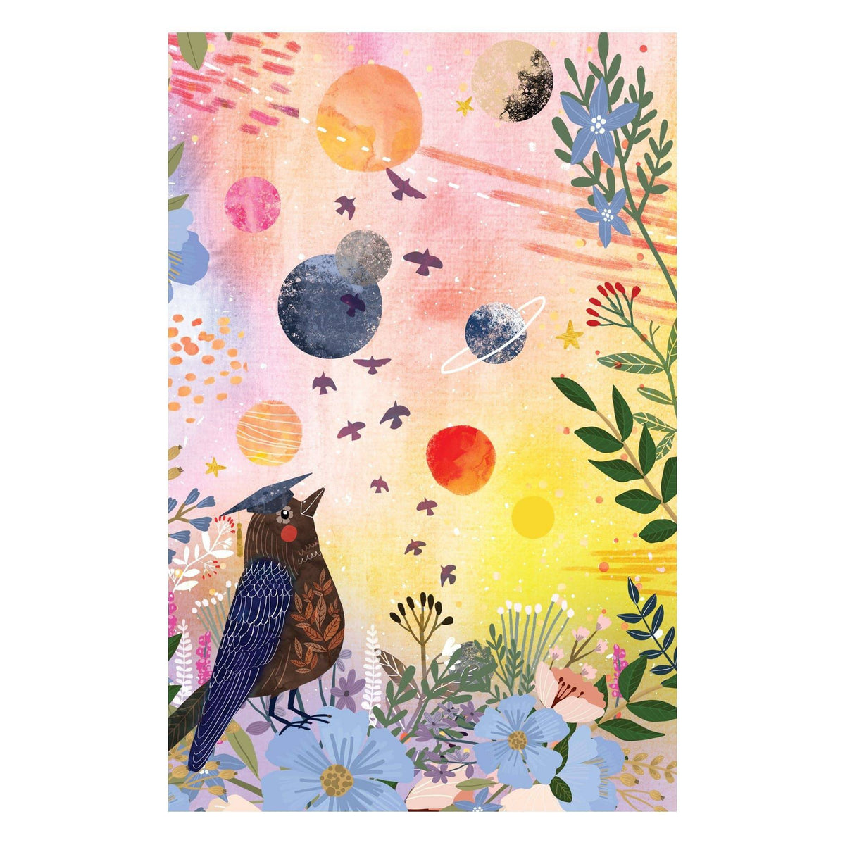 Pictura Universe Graduation Card featuring a celestial design with stars and planets for celebrating graduates.