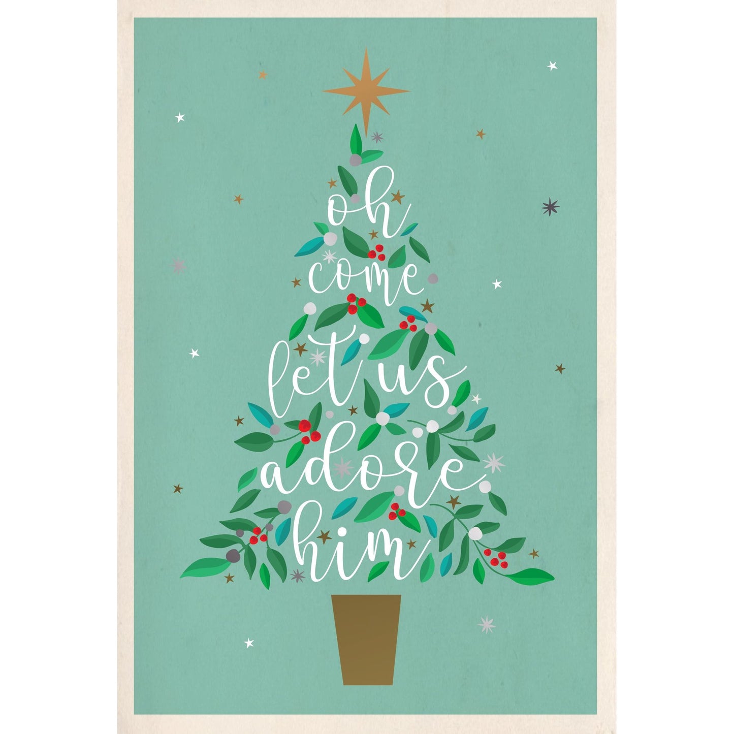 Oh come let us adore Him Religious Christmas Card - Cardmore