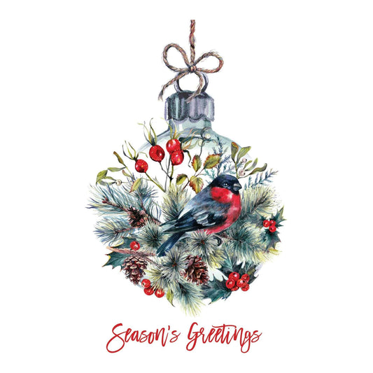Pictura Christmas Card featuring a bird in ornament design, with festive holiday imagery and decorative details.