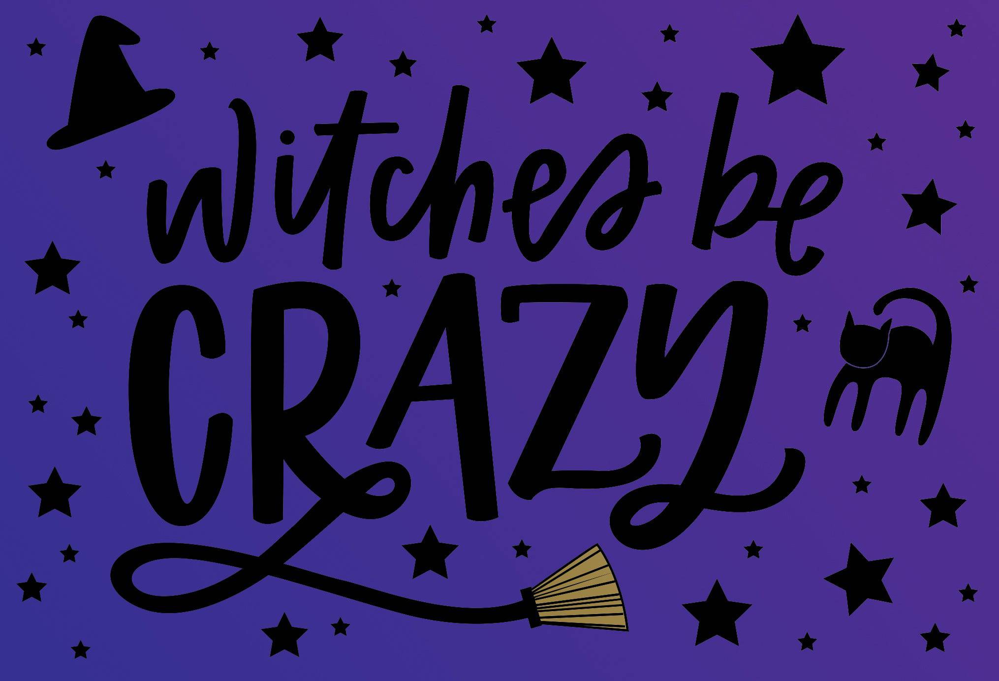 Halloween card featuring witches and spooky design, Pictura Witches Be Crazy Halloween Card with festive Halloween imagery.