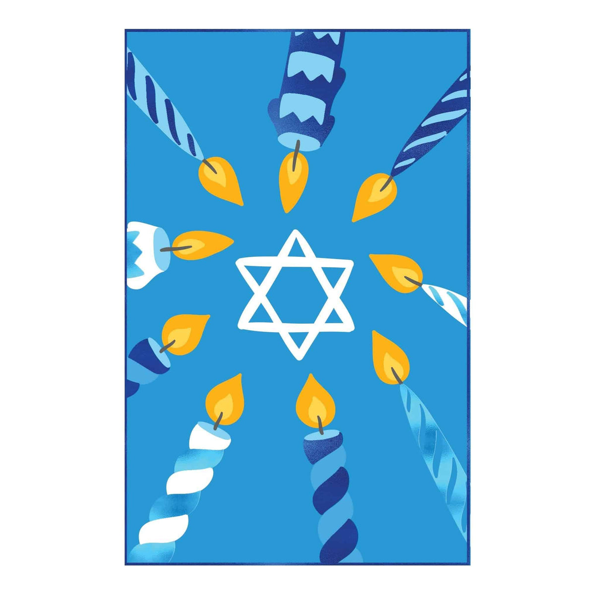 Hanukkah and Rosh Hashanah greeting card by Pictura featuring festive holiday symbols and colorful designs.