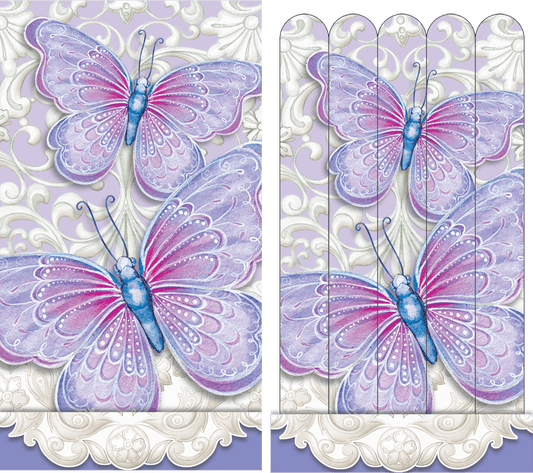 Purple butterfly emery board by Pictura, Sienna's Garden beauty nail file with butterfly design for nail grooming.