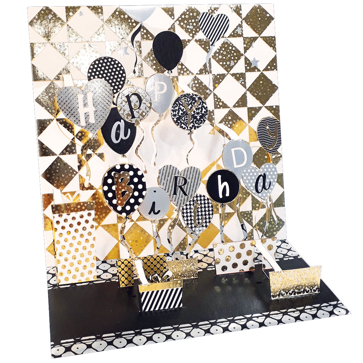 Happy Birthday Gold & Silver Pop-up Grande 3D Card - Cardmore