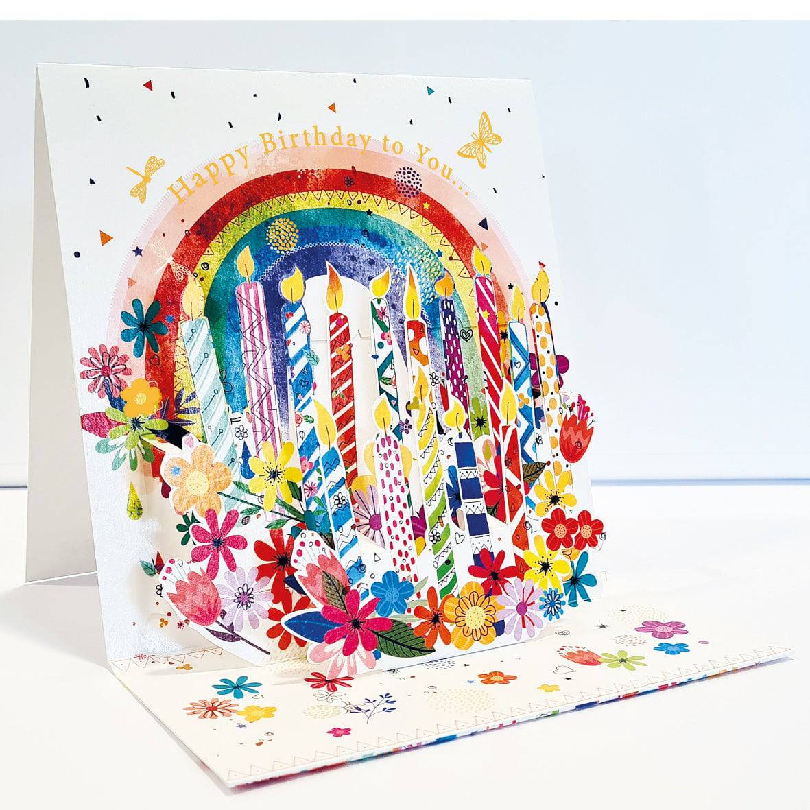Colorful Rainbow Large Pop Up Card by Pictura featuring vibrant rainbow design and intricate fold-out details.