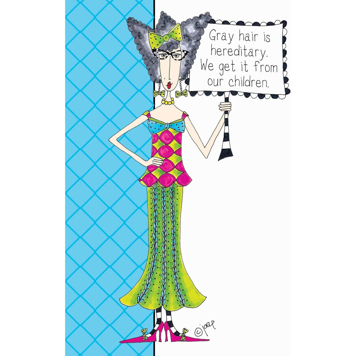 Gray hair Dolly Mamas birthday card from Pictura, featuring colorful illustrations on an everyday card design.