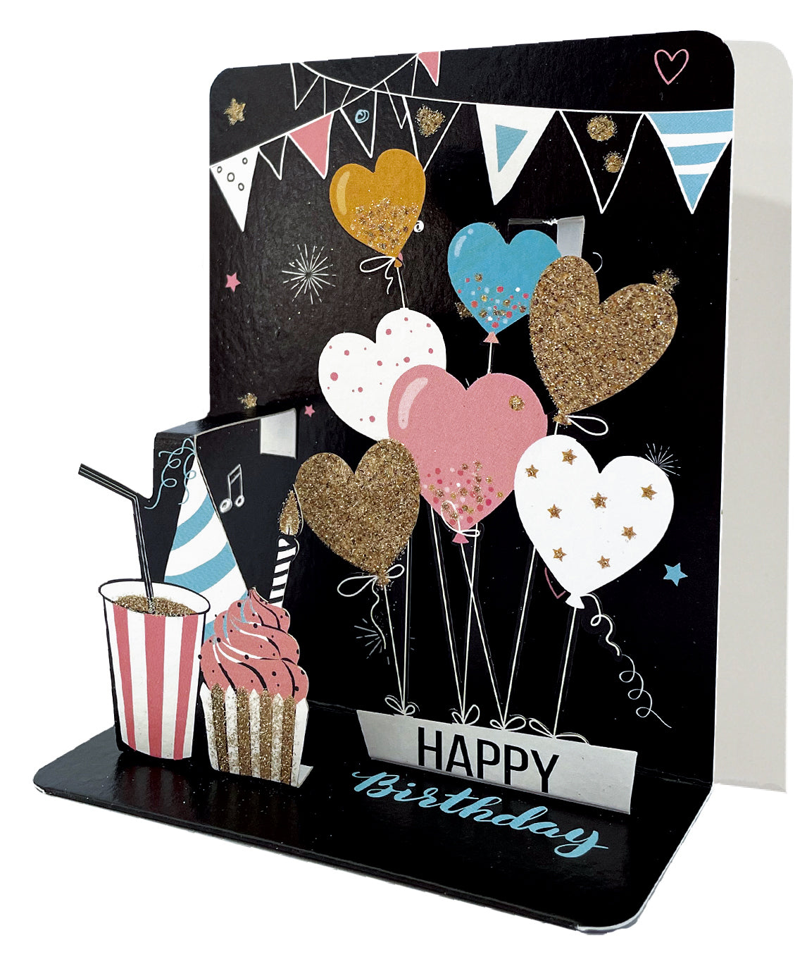 Heart Balloons Pop-up Small 3D Birthday Card