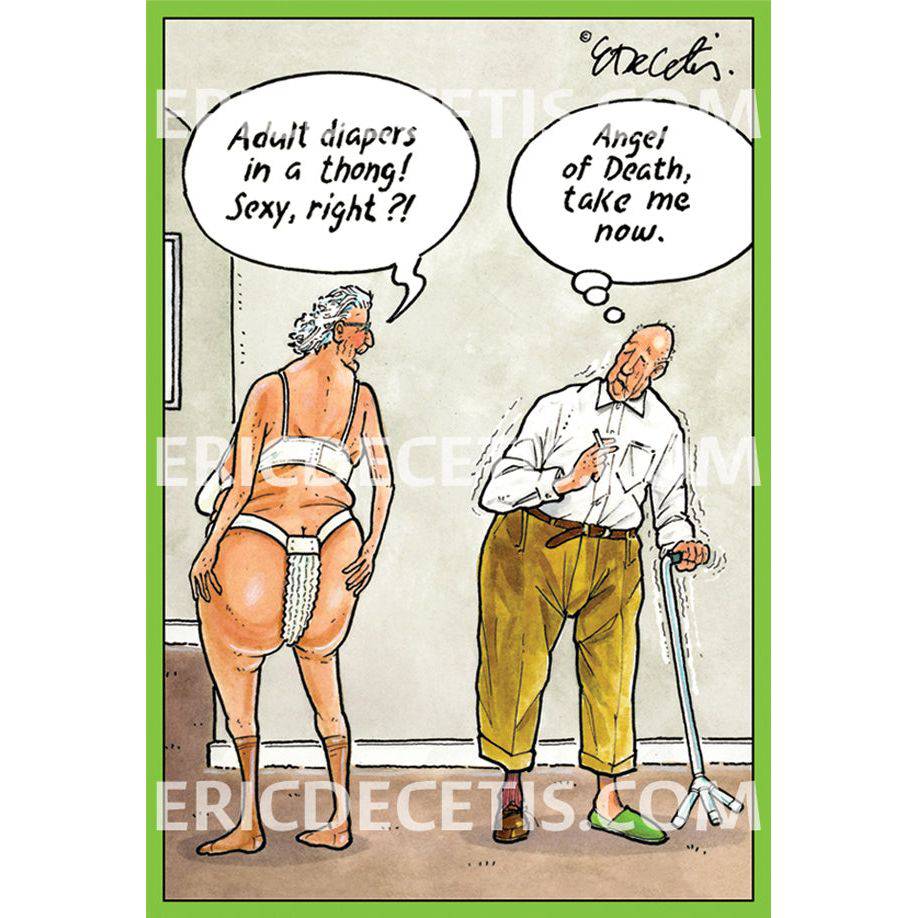 Adult diaper thong birthday card by Pictura featuring humorous illustration, part of the Everyday Cards collection.
