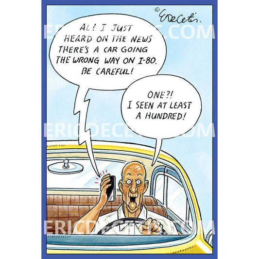 Pictura Wrong Way Al birthday card by Eric Decetis featuring humorous illustration, suitable for everyday greeting occasions.