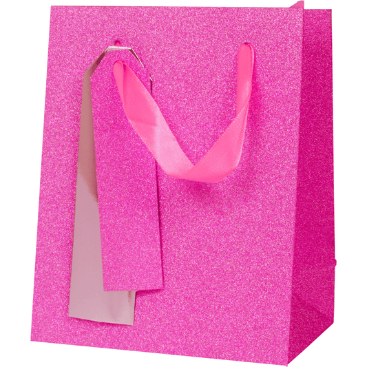 Medium hot pink gift bags by Pictura, featuring colorful handles and a stylish design for gift wrapping.