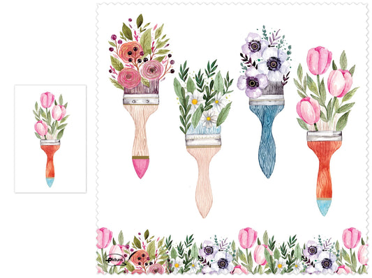 Pictura Flower Brush Smart Cloth showing a soft, colorful floral-patterned cleaning cloth with a textured surface for delicate cleaning.