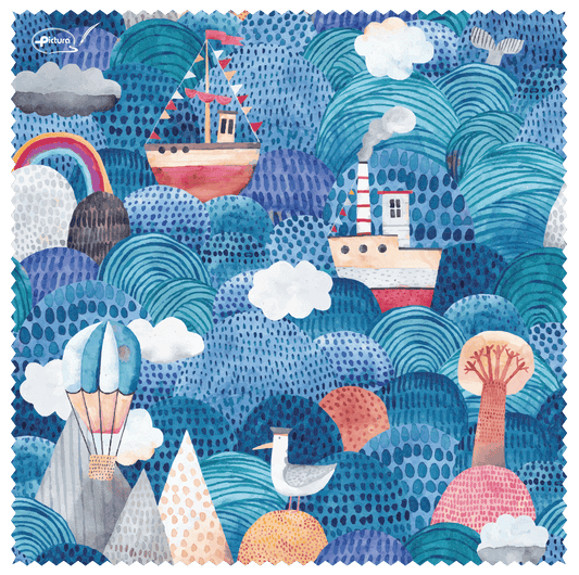 Pictura Nautical Seascape Smart Cloth displaying a detailed maritime scene with ships and ocean waves.