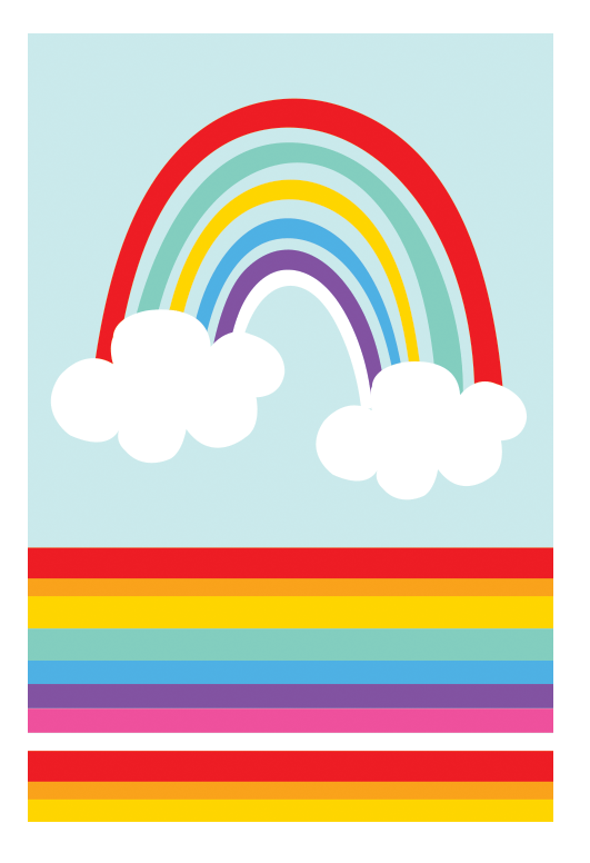 Pictura Rainbow Clouds Smart Cloth showing colorful cloud patterns on soft fabric for smart cloth applications.