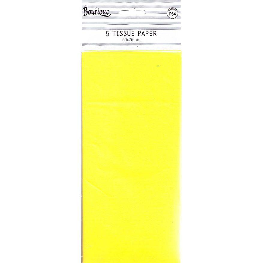 Yellow AB PICTURA tissue paper, lightweight and crinkled, shown in a close-up image suitable for gift wrapping or crafts.