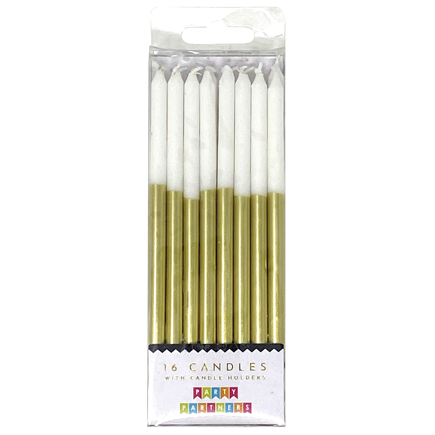 Gold Metallic Dip 16 Candle Set Party Partners - Cardmore