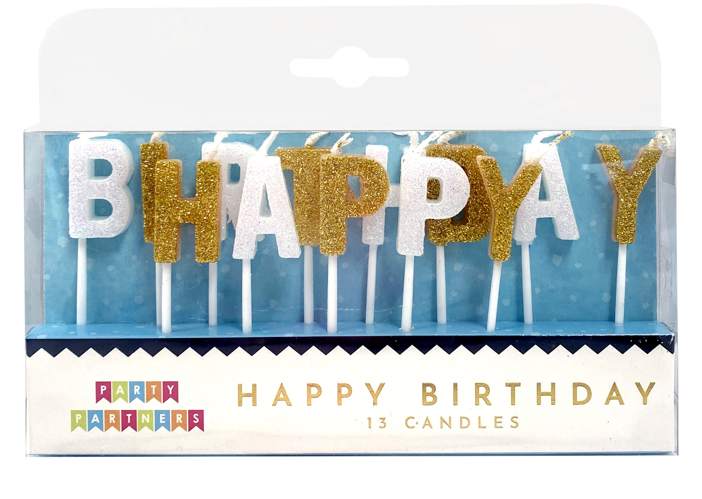 Candle Set - Happy Bday Gold White