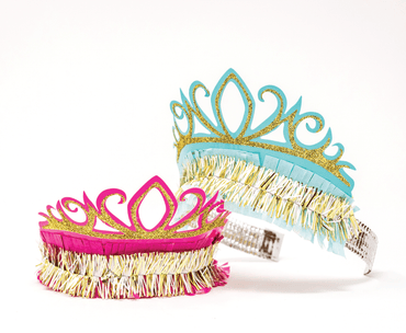 Sparkling glitter tiara party hat from Party Partners, decorated with shiny sequins and a festive design for celebrations.