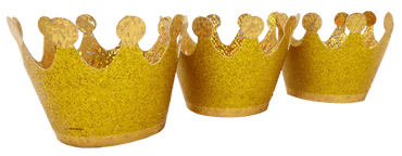 Gold mini crowns party hats for celebrations, featuring shiny gold design and small size, perfect for party accessories.