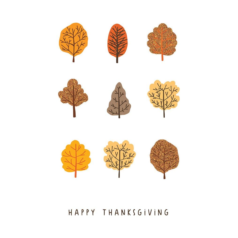 Autumn Trees Thanksgiving card by Pictura featuring fall foliage and seasonal design for Thanksgiving celebrations.