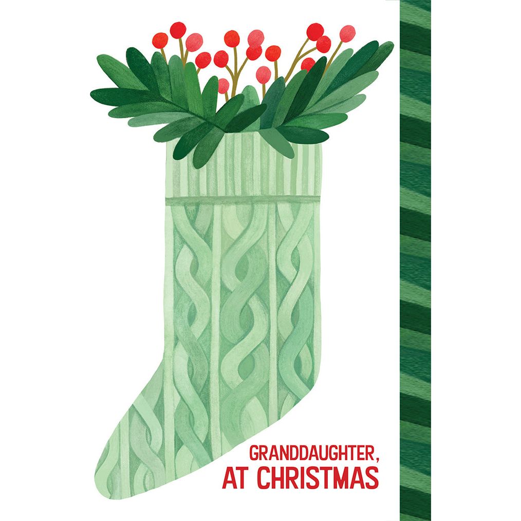 Knitted Stocking Christmas Card Granddaughter