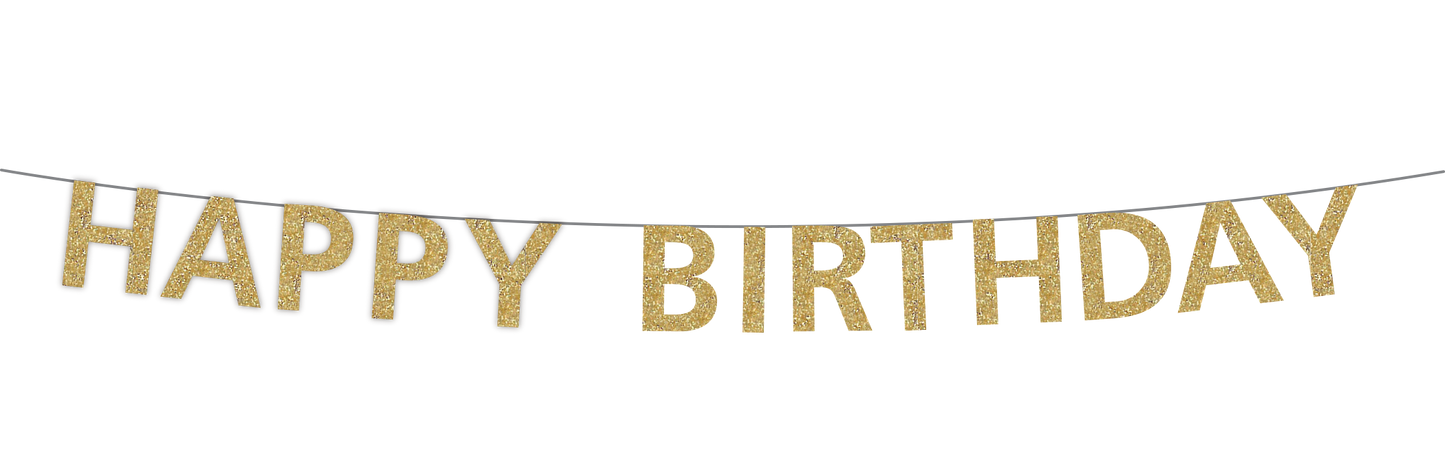 Gold Happy Birthday Banner Party Partners - Cardmore
