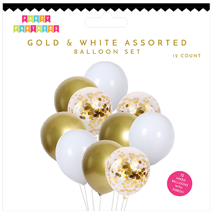 Gold White Balloon Set