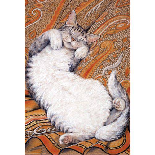 Orange paisley cat birthday card from Pictura featuring a colorful, playful design for everyday occasions.