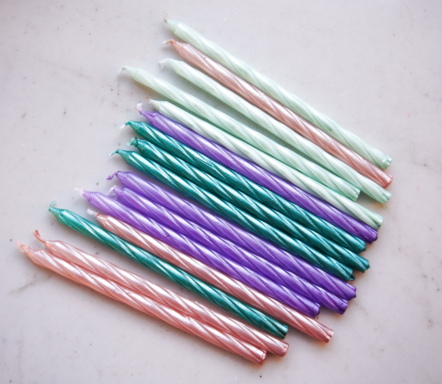 Purple/Teal Pearl Spiral 16 Candle Set Party Partners - Cardmore