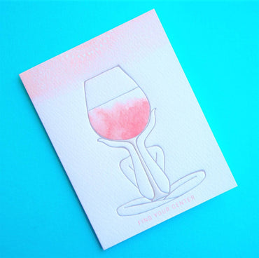 Pictura "Find Your Center" birthday greeting card featuring peaceful, calming design with floral elements and inspirational message.