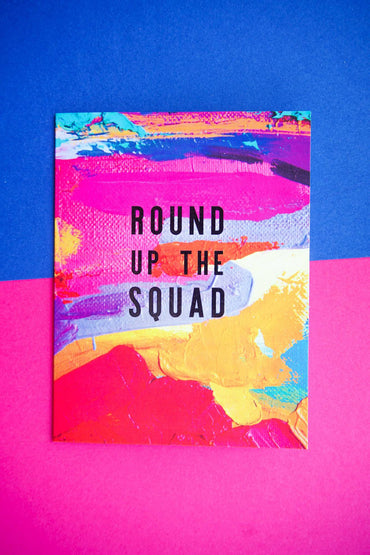 Pictura Round Up The Squad birthday card from Me To You with colorful cartoon characters and festive design.