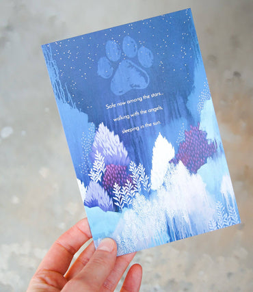 Pictura Night Sky Brushstrokes Forest pet loss card with artistic night sky and forest design for sympathy or remembrance.