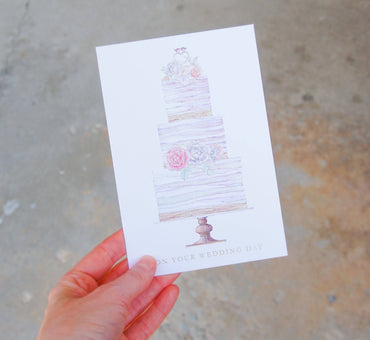 Rustic Wedding Cake wedding card from Pictura, featuring elegant design and neutral tones, perfect for wedding celebrations.