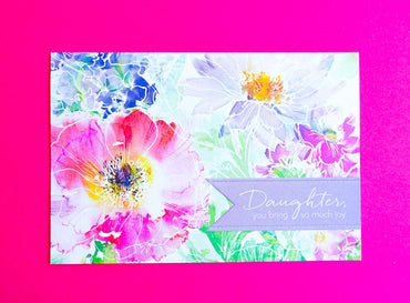 Watercolor garden birthday card for daughter by Pictura, featuring floral artwork and elegant design for special occasions.