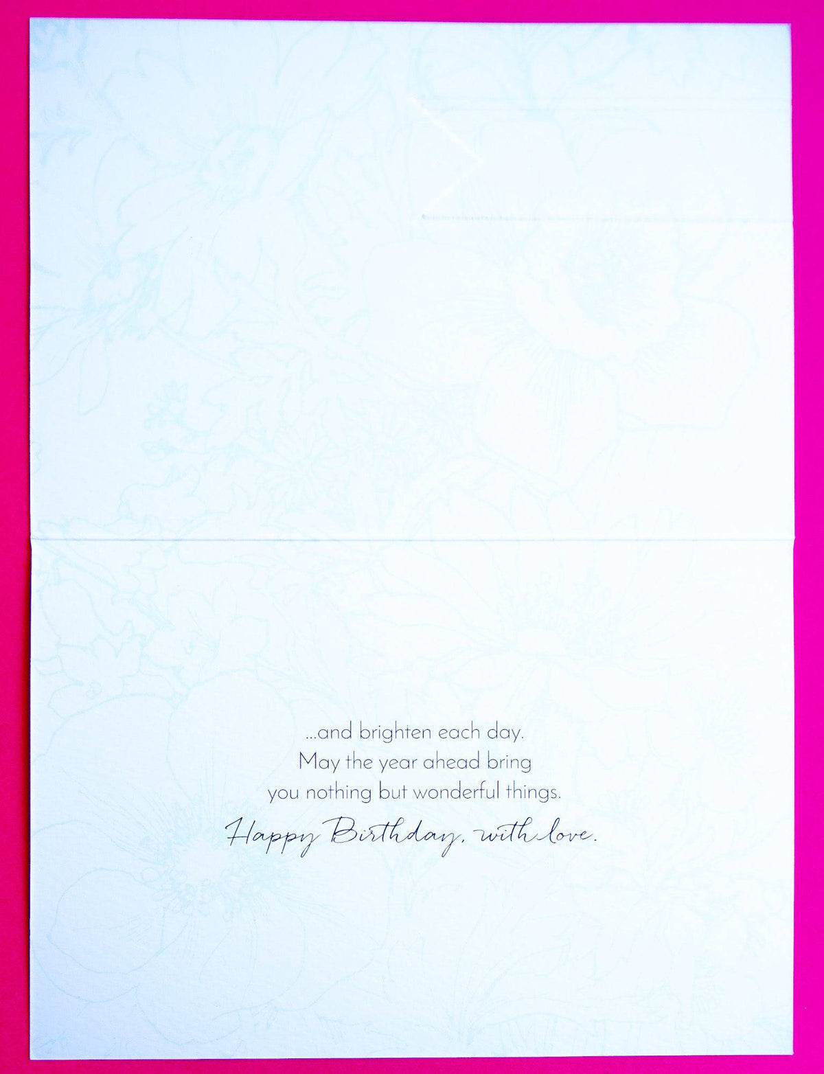Watercolor garden birthday card for daughter by Pictura, featuring vibrant floral design and elegant handwritten style.