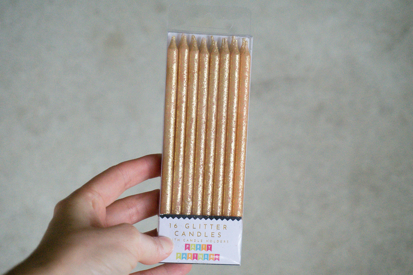 Gold Tall Glitter 18 Candle Set Party Partners - Cardmore