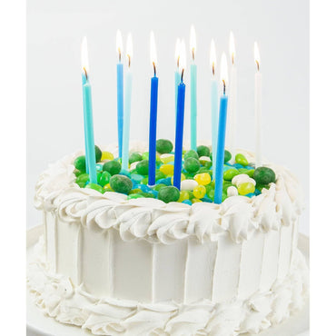Set of blue gradient candles from Party Partners featuring four elegantly shaped candles for decorative use