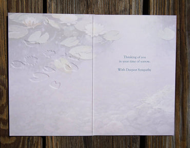 Water lilies sympathy card by Pictura featuring a serene floral design, perfect for expressing condolences in everyday card occasions.