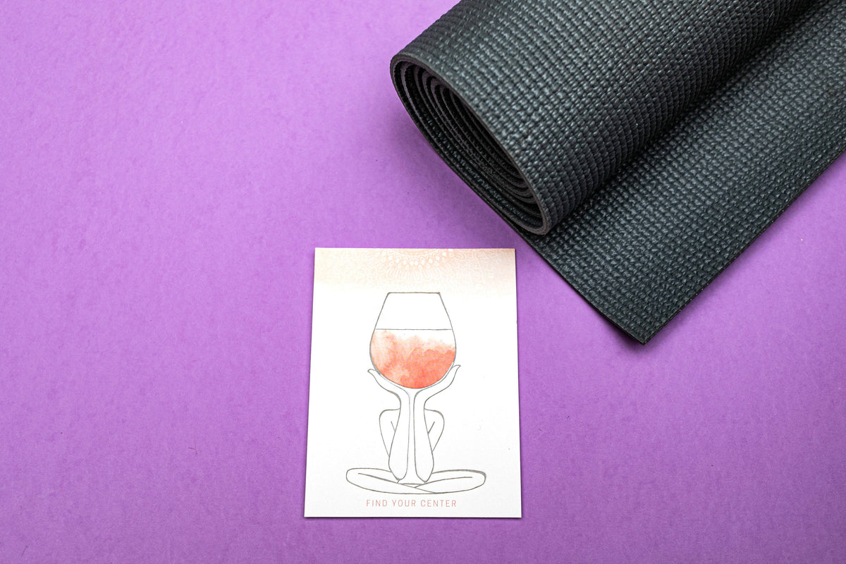 A colorful birthday greeting card from Pictura titled "Find Your Center" featuring calming, centered design elements.