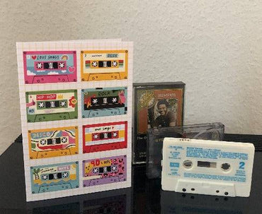Pictura Mixtapes Birthday Card from the Everyday Cards collection, featuring colorful cassette tape design and musical theme.