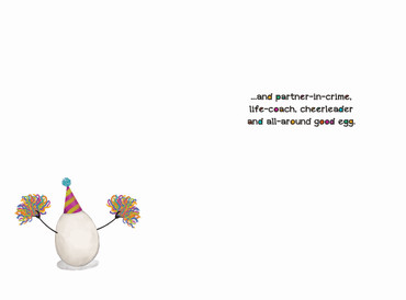 Inside of Pictura Friend & Confidante birthday card featuring humorous design and heartfelt message for a close friend.