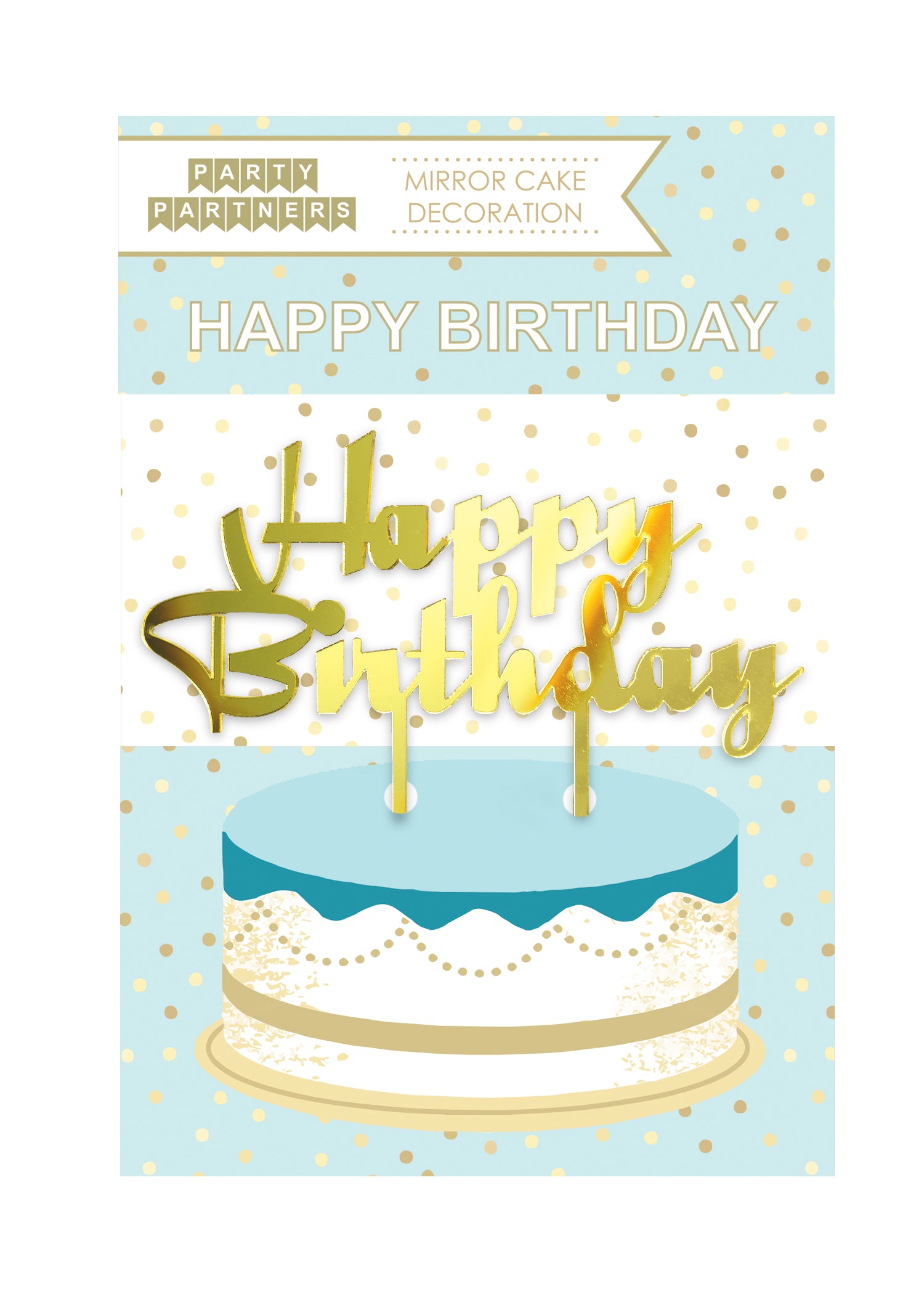 Party Partners B/D Mirror cake topper featuring shiny, reflective mirror design for celebrating special occasions.