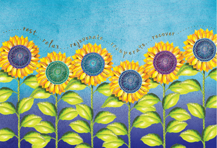 Pictura Field of Sunflowers Get Well Card featuring bright sunflower illustration on an everyday greeting card.
