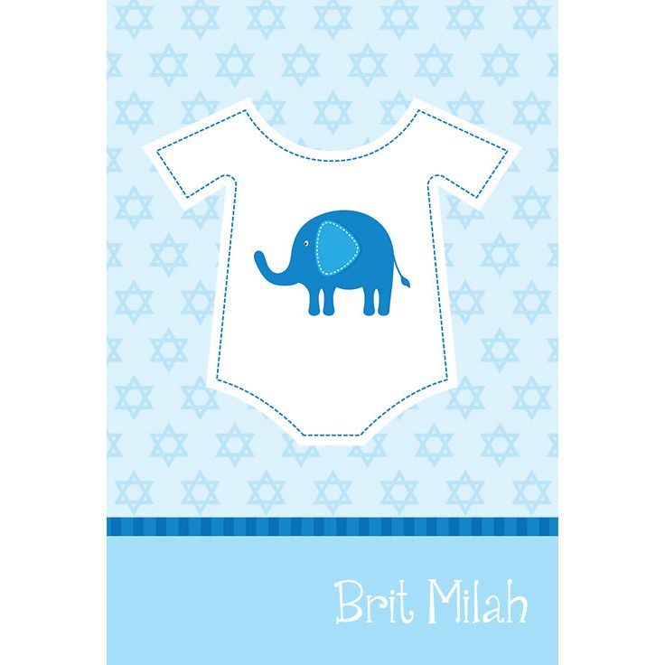 Baby bris card featuring an elephant on a Star of David, from Pictura's everyday card collection, suitable for Jewish baby celebrations.