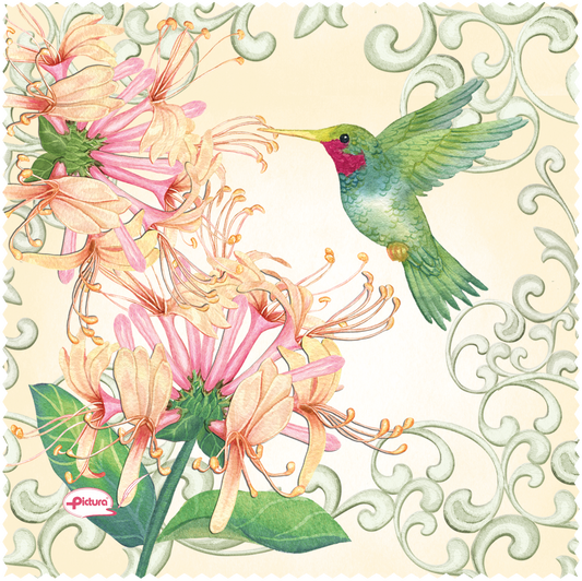 Pictura Hummingbird Sienna's Garden Smart Cloth displaying vibrant garden pattern on soft, durable fabric.