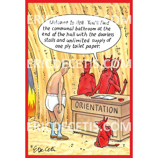 Pictura Welcome To Hell birthday card featuring bold, fiery design and humorous message by Eric Decetis.