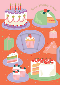 Cakes Birthday Card Spinning Wheel