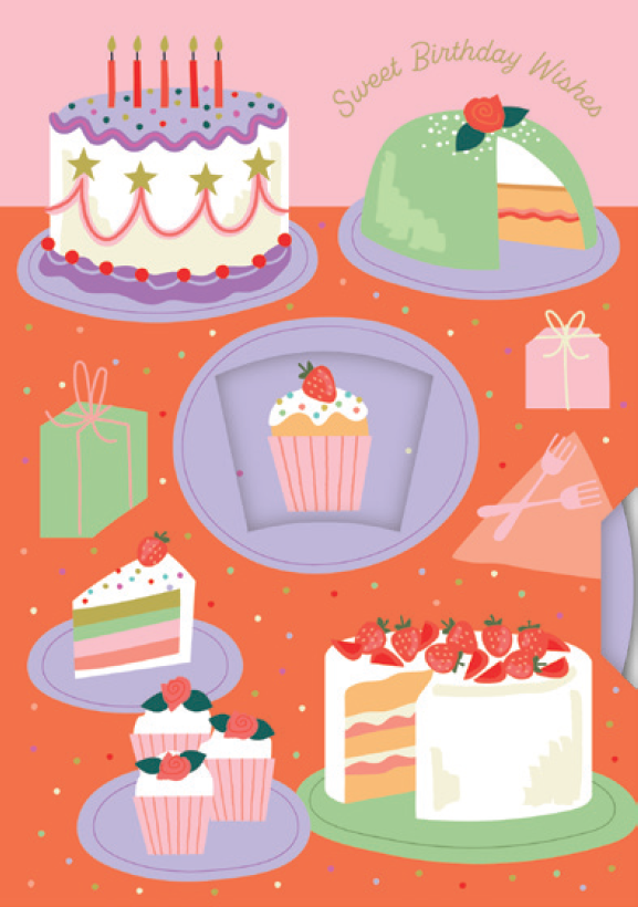 Cakes Birthday Card Spinning Wheel