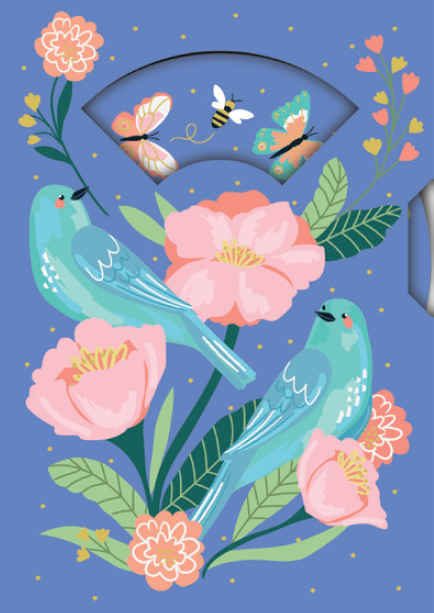 Bluebirds Birthday Card Spinning Wheel